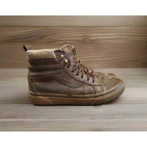 Vans Brown Leather High-Top Sneakers